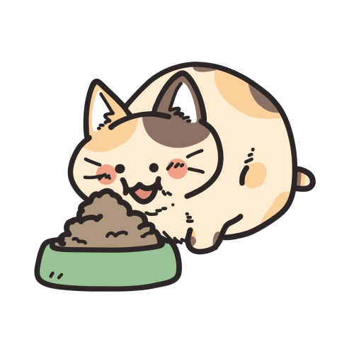 食事中のおデブ猫 フリーアイコン かわいいイラストの無料素材サイト フリーペンシル
