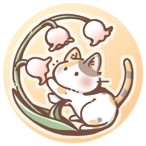 スズランと三毛猫のアイコン 可愛いアイコン イラストの無料素材サイト フリーペンシル