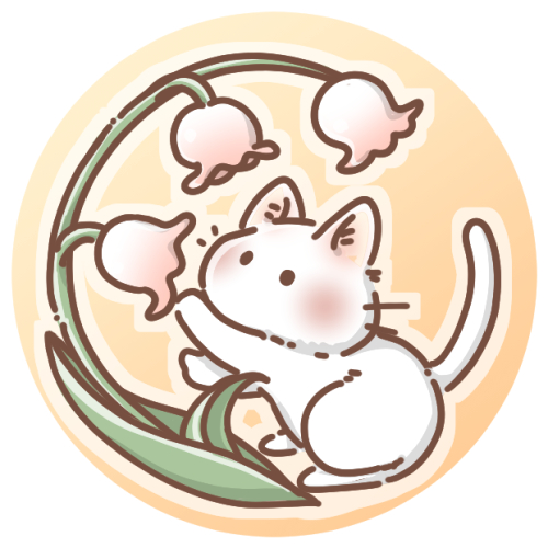 スズランと白猫のアイコン フリーアイコン かわいいイラストの無料素材サイト フリーペンシル