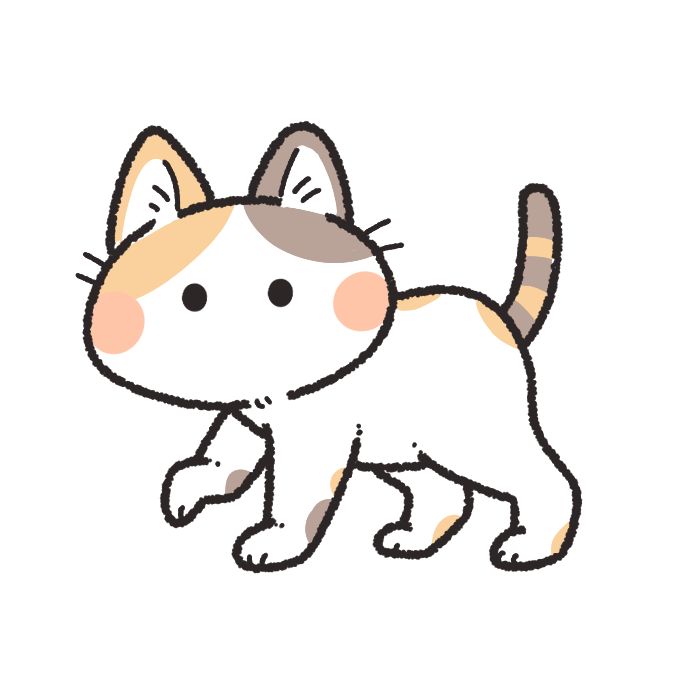 歩く三毛猫のイラスト 可愛いアイコン イラストの無料素材サイト フリーペンシル