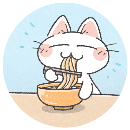 麺を食べる猫のアイコン フリーアイコン かわいいイラストの無料素材サイト フリーペンシル