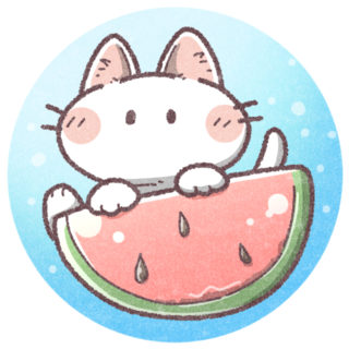 スイカと猫さん｜かわいいフリーアイコン・イラストの無料素材サイト
