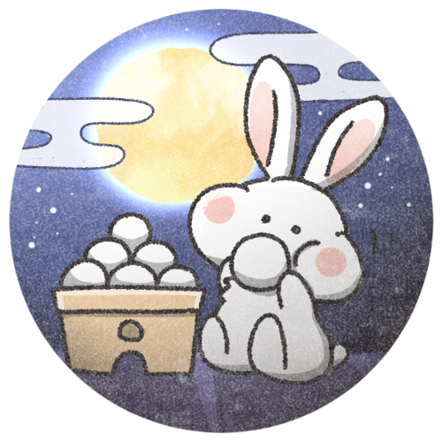 お月見しているウサギさんのイラスト フリーアイコン かわいいイラストの無料素材サイト フリーペンシル