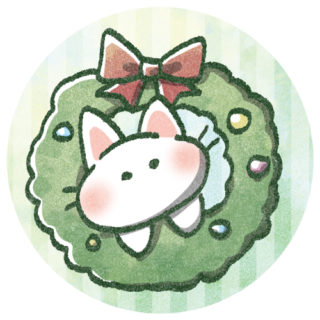クリスマスリースねこさん｜かわいいフリーアイコン・イラストの無料