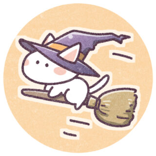 魔女猫さん ψ(｀∇´)ψ 白猫さん　ハロウィン♪ ひし餅と猫さん｜かわいいフリーアイコン・イラストの無料素材サイト