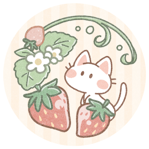 イチゴと猫さん 可愛いフリーアイコン イラストの無料素材サイト フリーペンシル