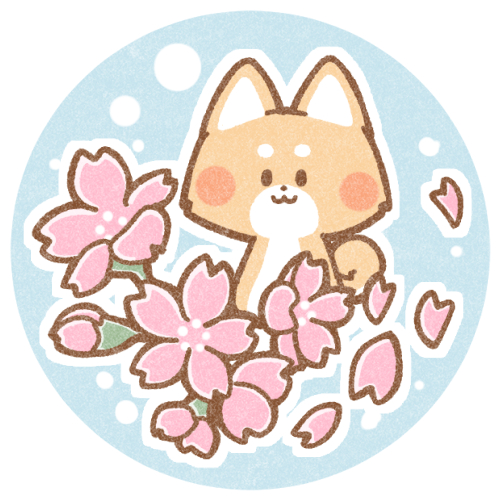桜と柴犬さん 可愛いフリーアイコン イラストの無料素材サイト フリーペンシル