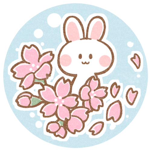 桜とうさぎさん 可愛いフリーアイコン イラストの無料素材サイト フリーペンシル