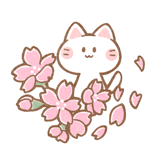 桜と白猫さん 可愛いフリーアイコン イラストの無料素材サイト フリーペンシル