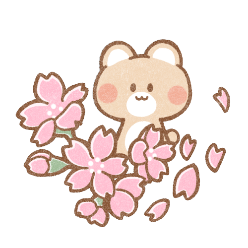 かわいいクマと桜のイラスト