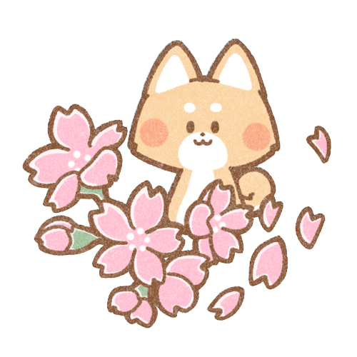 かわいい犬と桜のイラスト