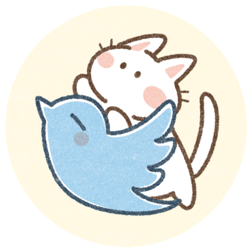 青い鳥と白猫さんのイラスト 可愛いフリーアイコン イラストの無料素材サイト フリーペンシル