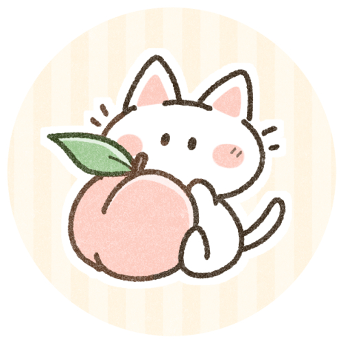 桃と白猫さん 可愛いフリーアイコン イラストの無料素材サイト フリーペンシル