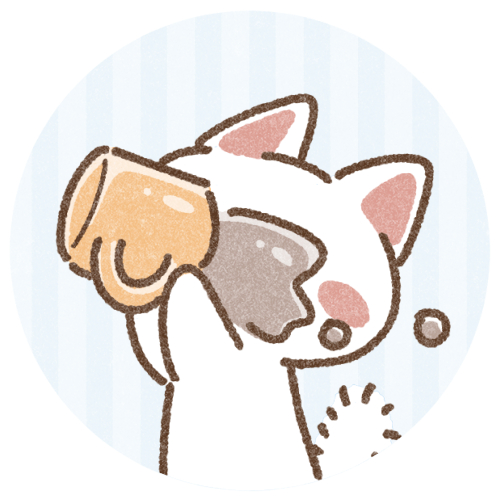 飲み物を飲む猫さんのフリーアイコン