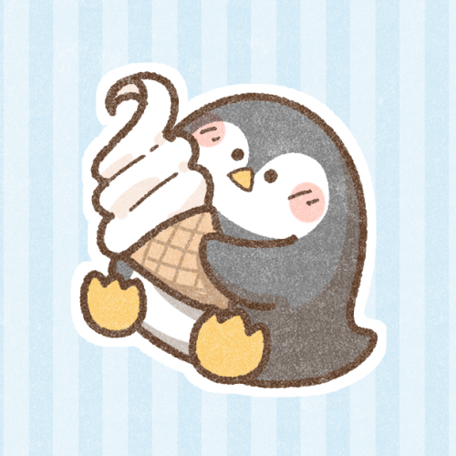 アイスクリームとペンギンさんのフリーアイコン