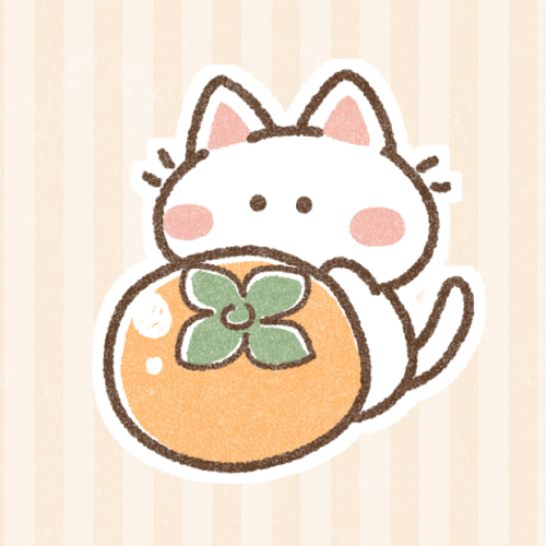 柿と猫さんのイラスト 可愛いフリーアイコン イラストの無料素材サイト フリーペンシル