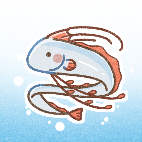 手描きイラスト　リュウグウノツカイ　パステル 手描きイラストリュウグウノツカイパステル