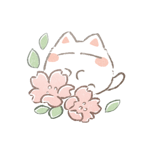 ほんわか桜と猫さんのイラスト