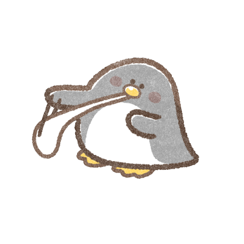 お餅を食べるペンギン
