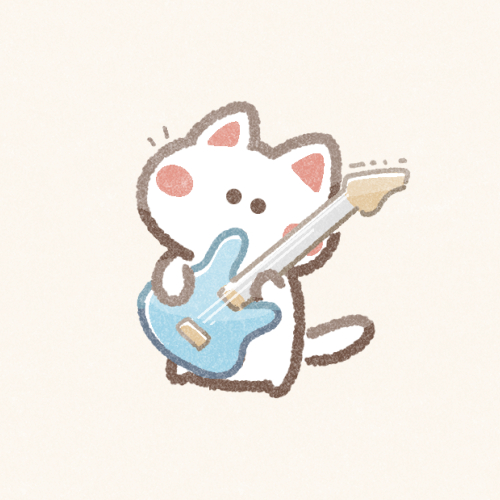 ギターと猫さんのイラスト