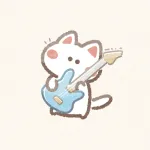 ギターと猫さんのアイコンイラスト