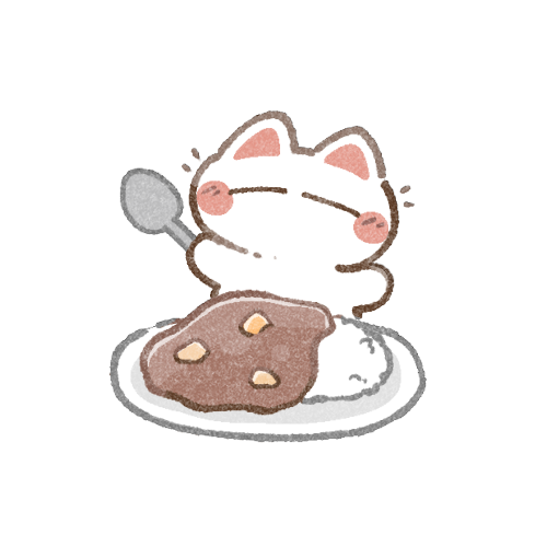 ねことカレーライスのフリーイラスト