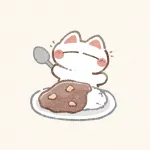 ねことカレーライスのイラスト