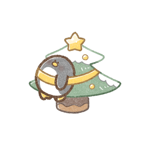 クリスマスツリーとペンギンさんのフリーイラスト