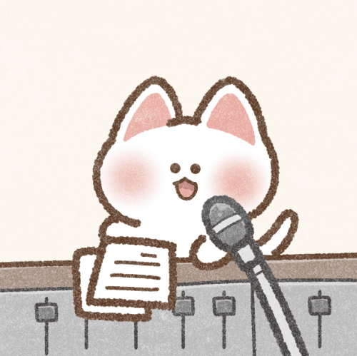 放送をする猫さんのフリーアイコン