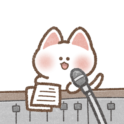 放送をする猫さんのフリーイラスト