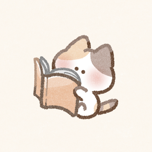 読書する三毛猫さんのフリーアイコン