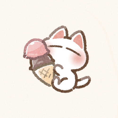 アイスクリームと猫さんのフリーアイコン