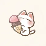 アイスクリームと猫さんのフリーアイコン
