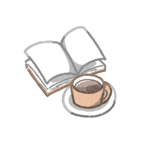本とコーヒーのフリーイラスト