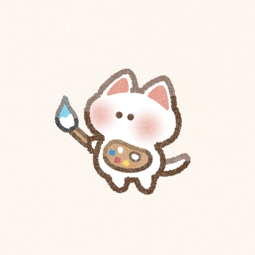 絵画を描くねこさんのフリーアイコン