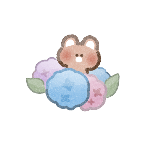 あじさいとくまさんのフリーイラスト