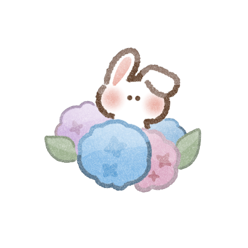 あじさいと兎さんのフリーイラスト