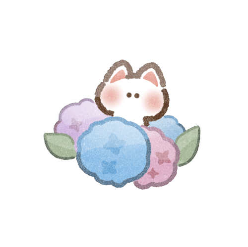 あじさいと猫さんのフリーイラスト