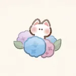 あじさいと猫さんのフリーアイコン
