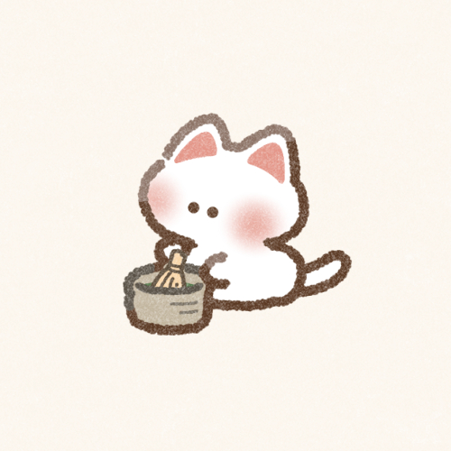 茶道をする猫さんのフリーアイコン
