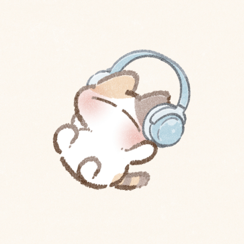 ヘッドホンで音楽を聴く猫さんのフリーアイコン