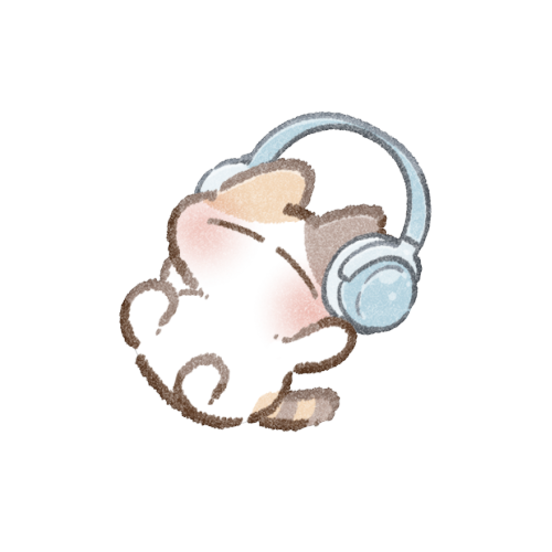 ヘッドホンで音楽を聴く猫さんのフリーイラスト