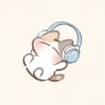 ヘッドホンで音楽を聴く猫さんのフリーアイコン