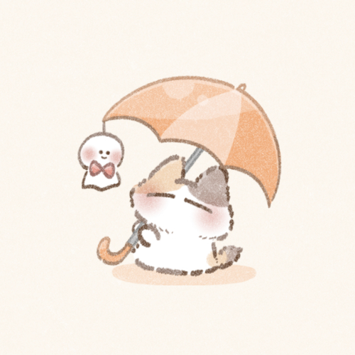 傘をさす猫さんのフリーアイコン