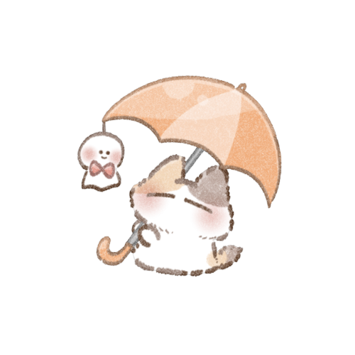 傘をさす猫さんのフリーイラスト