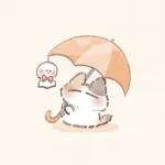 傘をさす猫さんのフリーアイコン
