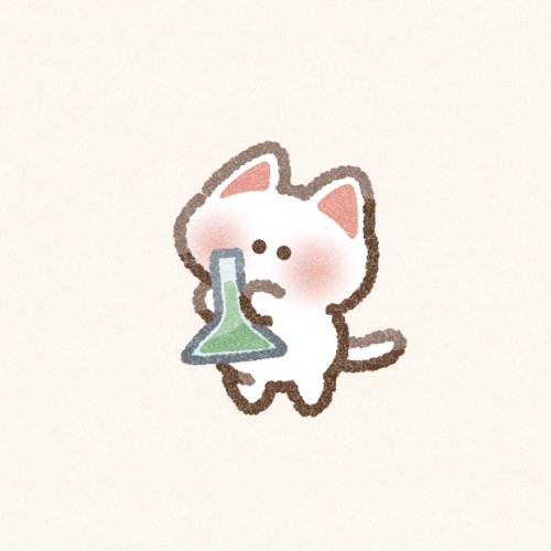 化学実験をするねこさんのフリーアイコン