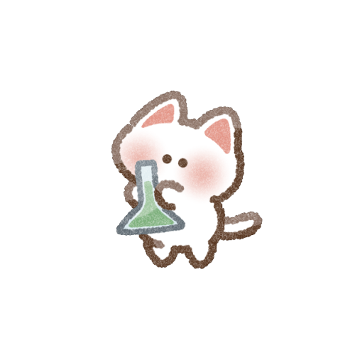 化学実験をするねこさんのフリーイラスト