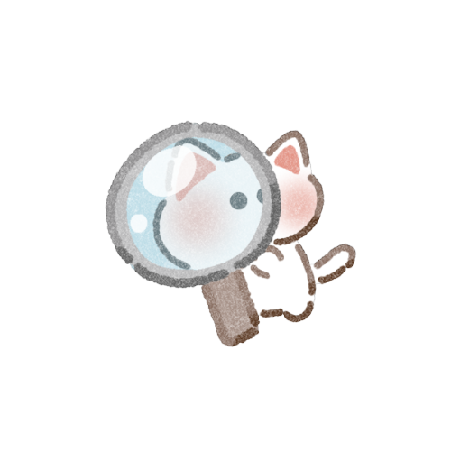 虫眼鏡と猫さんのアプリアイコン