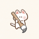 お習字をする猫さんのフリーアイコン